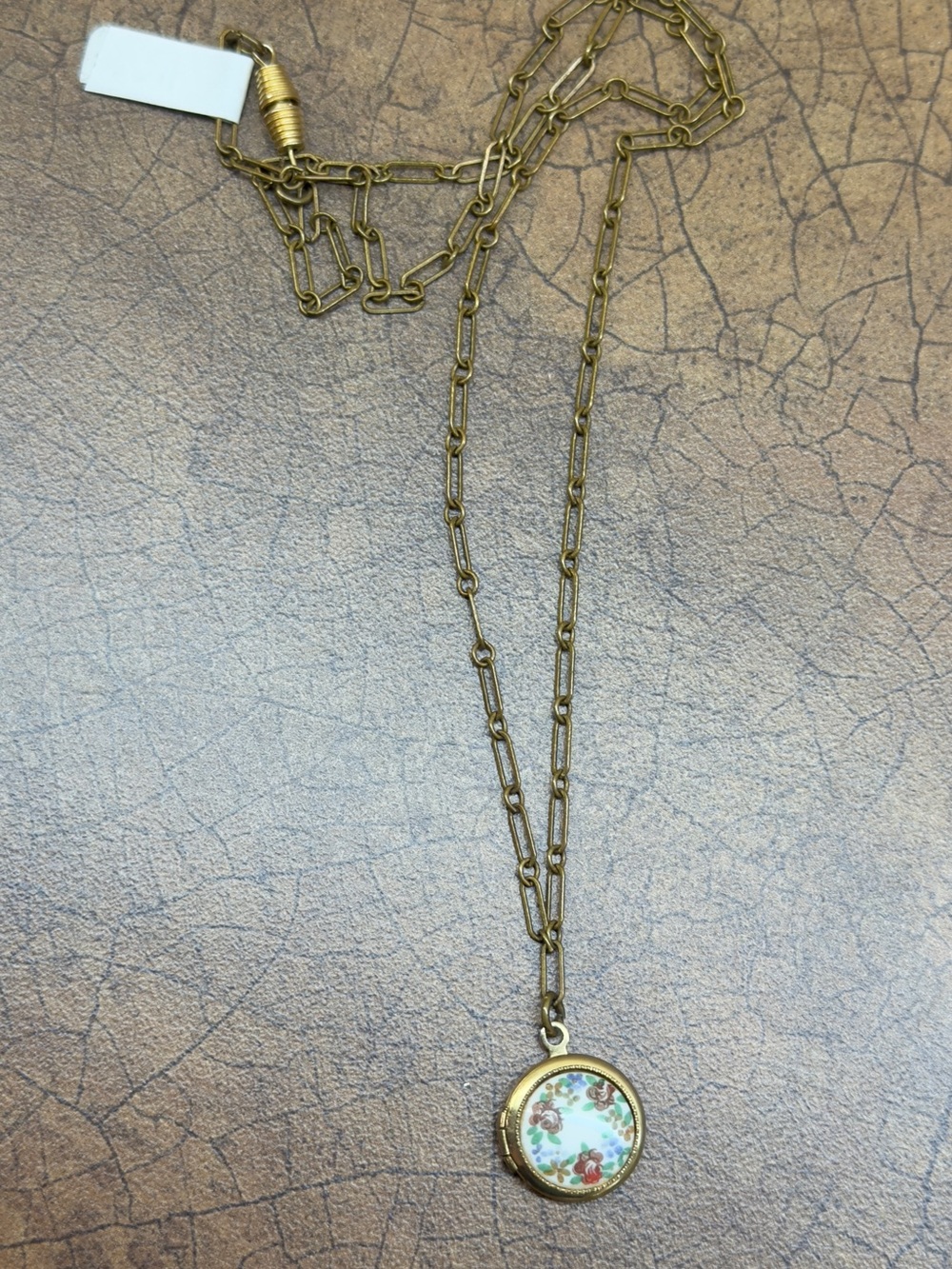 Floral locket Pendant Necklace - Gold-Tone Chain